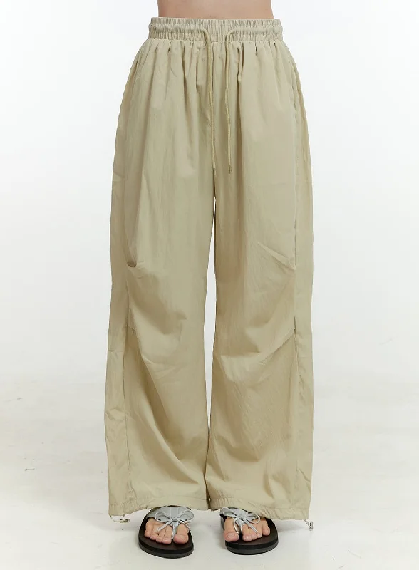 Pants For Formal Wear-String Banded Wide Leg Pants OL430