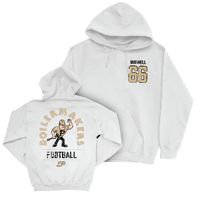 Hoodie For Loose Fit-Football White Mascot Hoodie   - Anthony Boswell