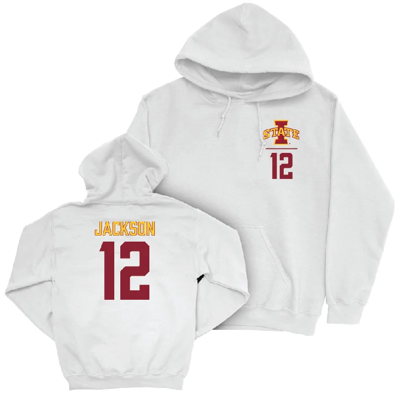 Hoodie For Baseball-Iowa State Football White Logo Hoodie  - Jaylon Jackson