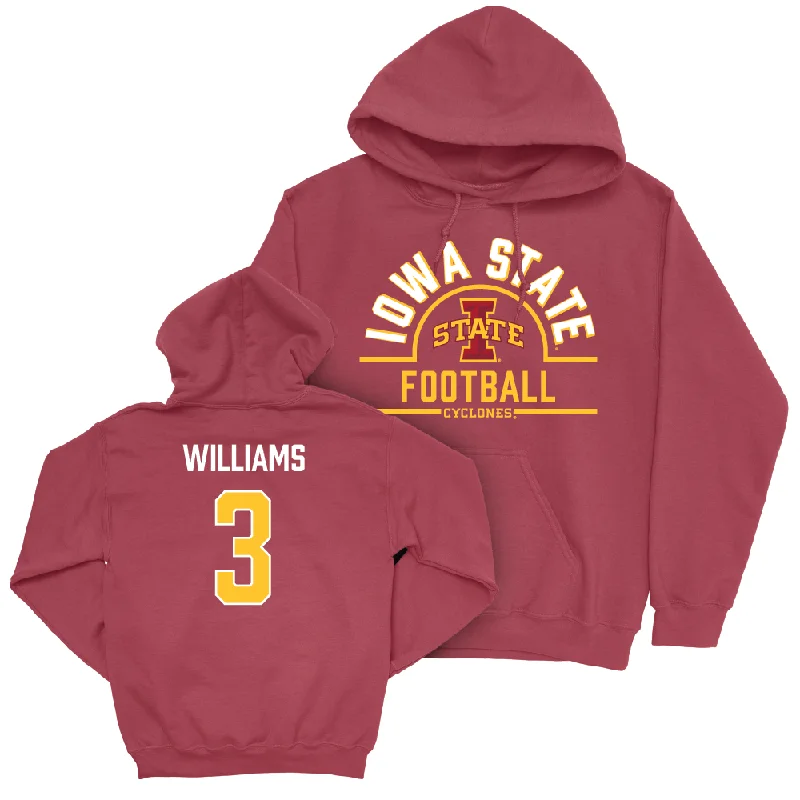 Hoodie With Anti-Odor Technology-Iowa State Football Crimson Arch Hoodie  - Jontez Williams