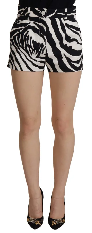 Shorts For Fall-Dolce & Gabbana Zebra Print Mid Waist Hot Women's Pants