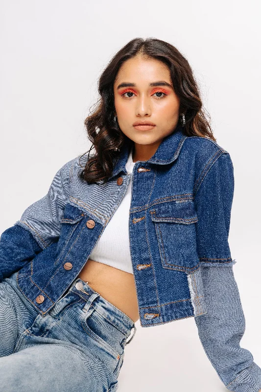 Jackets For Girls-Reverse Faced Denim Jacket