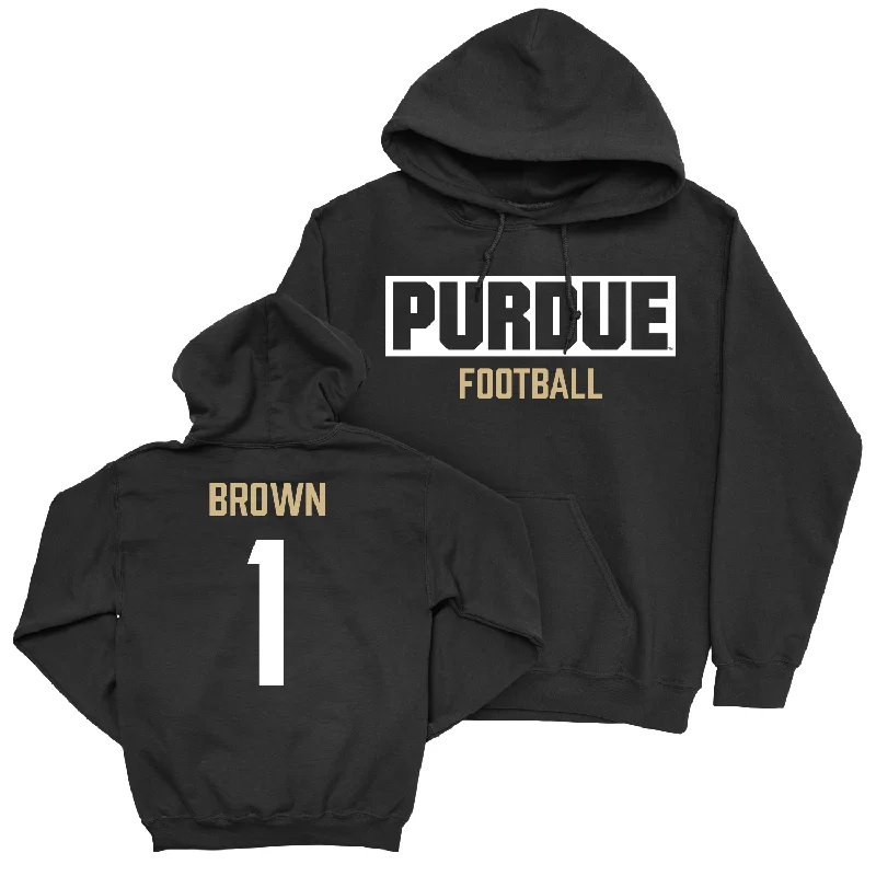 Hoodie With Water Resistance-Football Black Staple Hoodie - Markevious Brown | #1