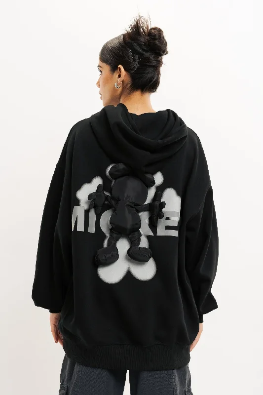 Jackets With Hard Shell Protection-Mickey 3D Hoodie In Black