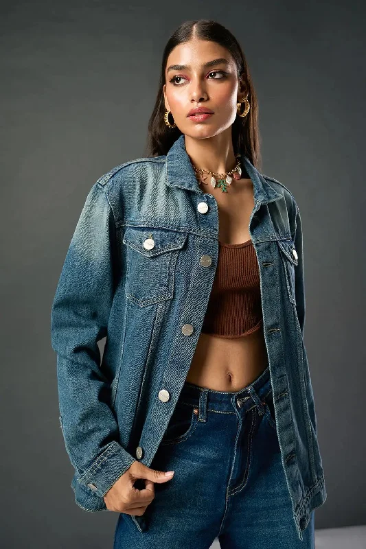 Jackets With Classic Fit-Maverick Denim Trucker Jacket