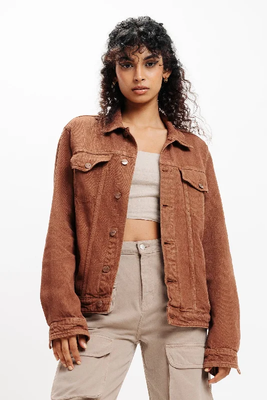 Jackets For Fall-Brown Classic Trucker Denim Jacket