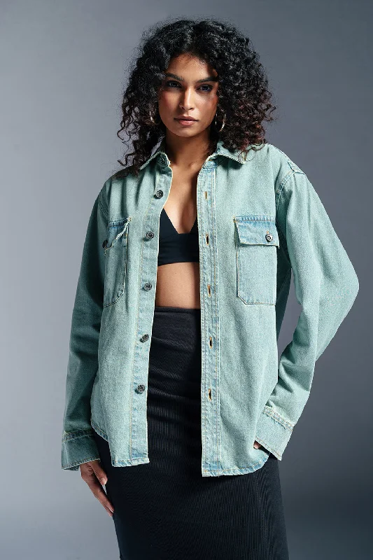 Jackets For Workwear-Serene Blue Women's Denim Jacket