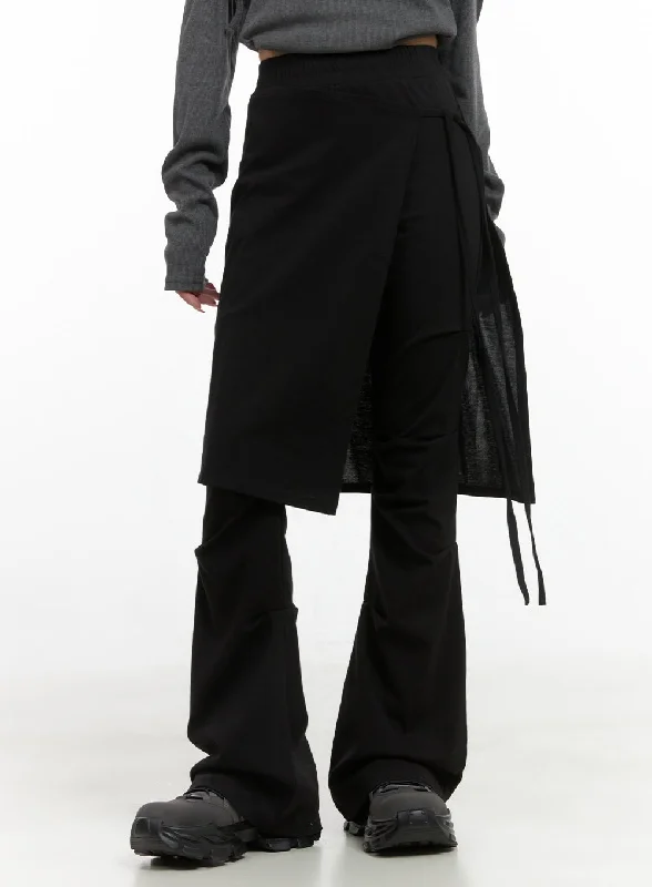 Pants For Business Casual-Elegant Pintuck Wrap Cotton Pants CS413