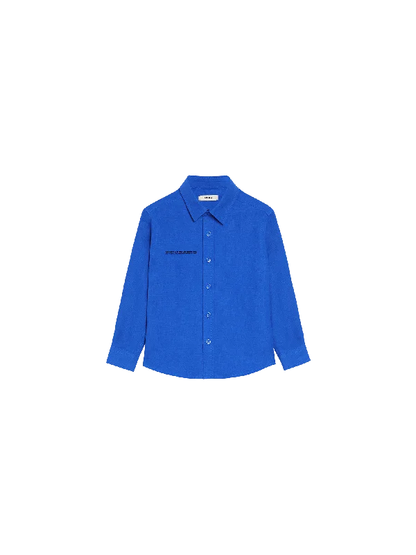 Jackets With Faux Fur Lining-Kids Aloe Linen Long Sleeve Shirt—cobalt blue