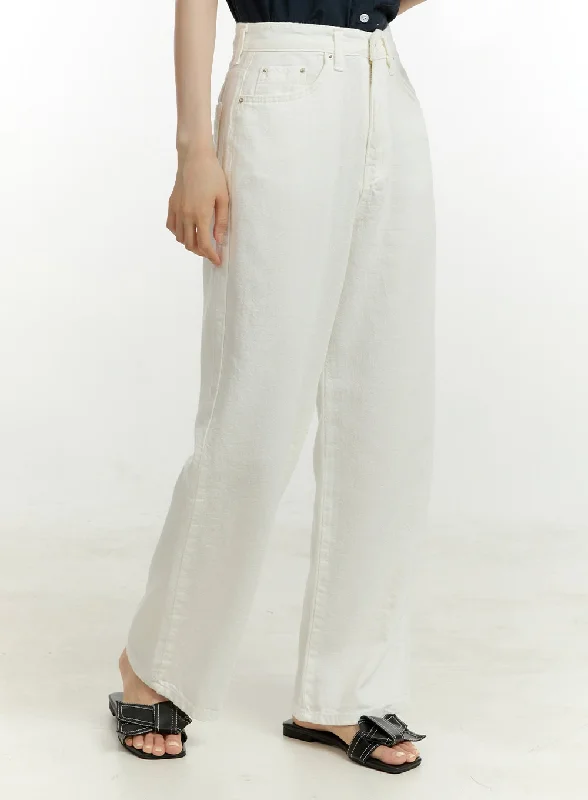 Pants For Postpartum Recovery-Solid Cotton Wide Leg Pants OU4281