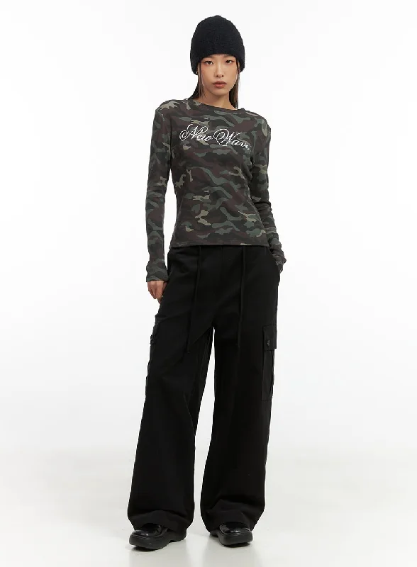 Pants For Gym-Wide-Fit Cargo Pocket Pants CO424