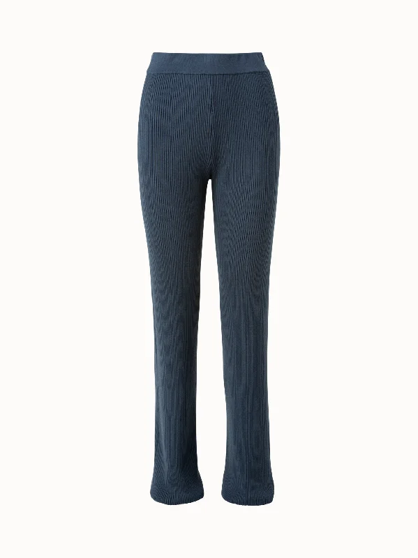 Pants For Petite Fit-Wool Rib Knit Pant