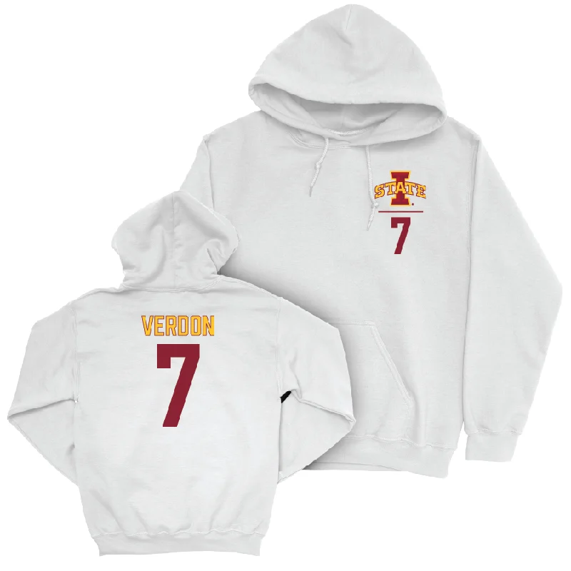 Hoodie For Fall-Iowa State Football White Logo Hoodie - Malik Verdon