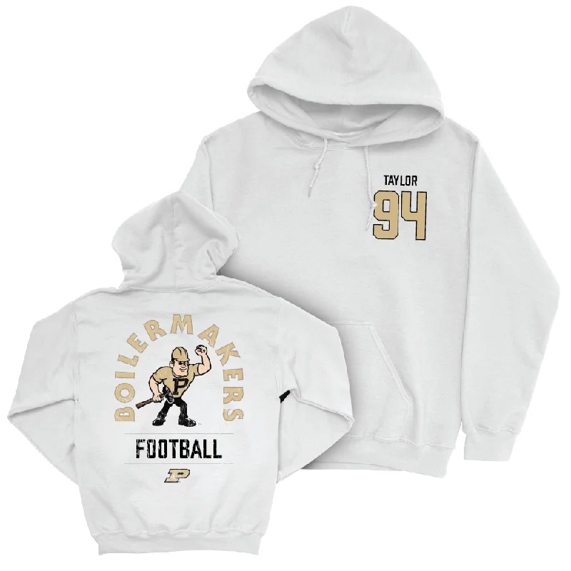 Hoodie For Teachers-Football White Mascot Hoodie   - Elijah Taylor