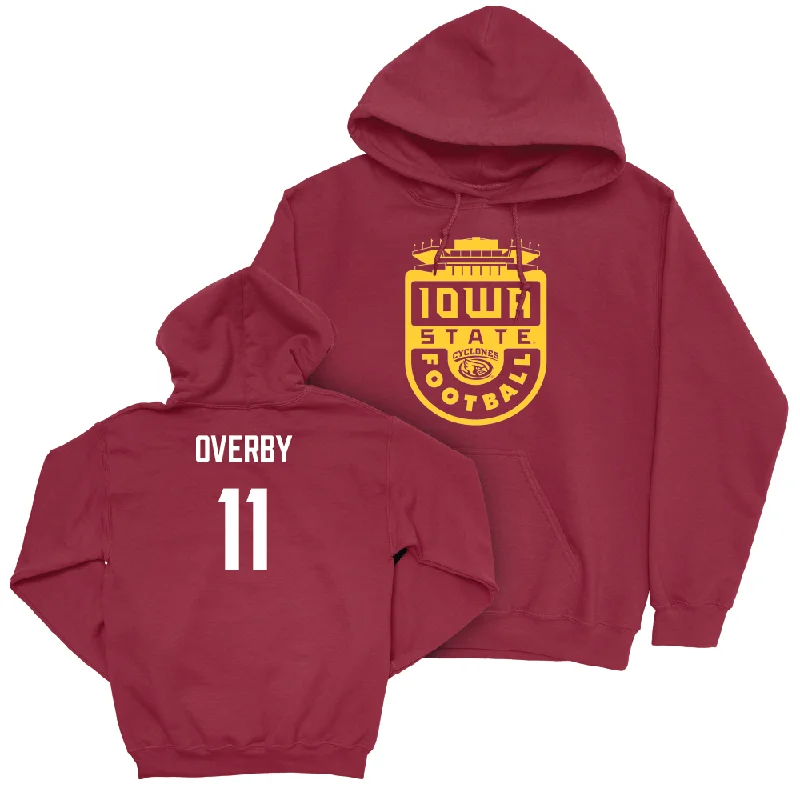 Hoodie With Distressed Look-Iowa State Football Crimson Football Stadium Hoodie  - Dominic Overby