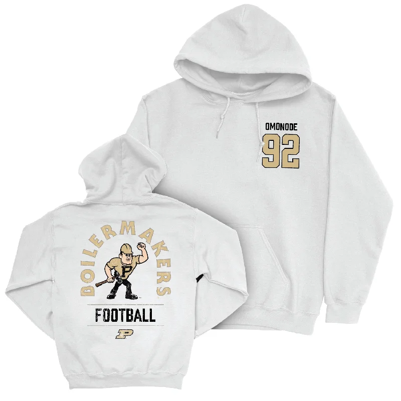 Hoodie For Tall Men-Football White Mascot Hoodie - Mo Omonode | #92