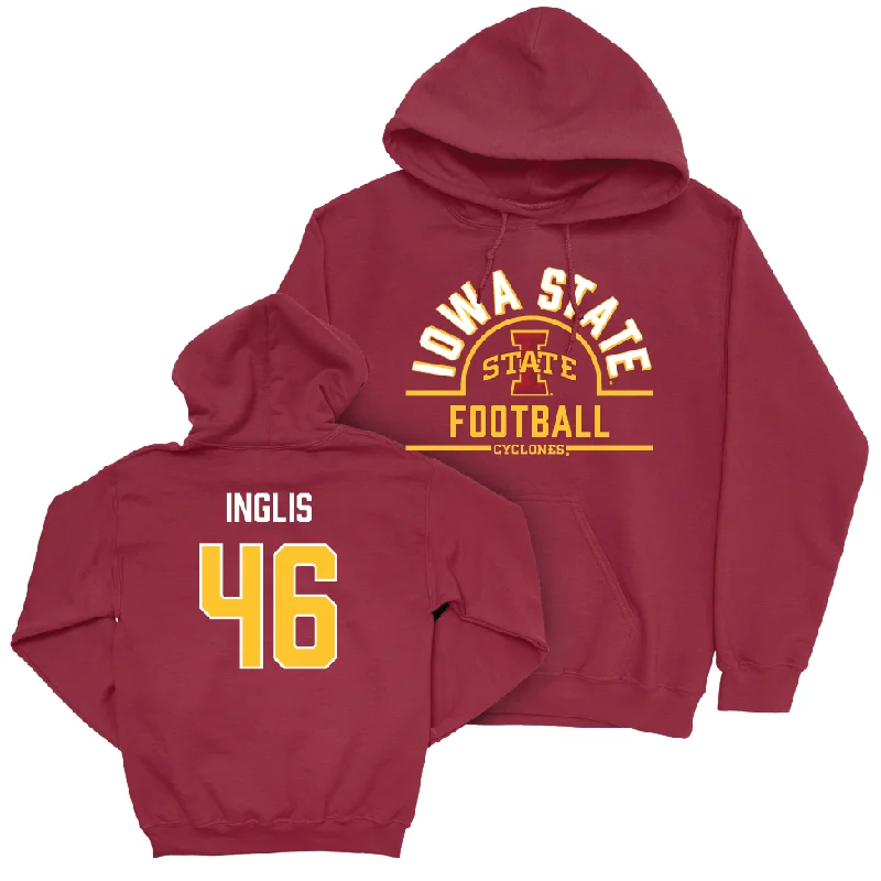 Hoodie For Camping-Iowa State Football Crimson Arch Hoodie  - Danny Inglis