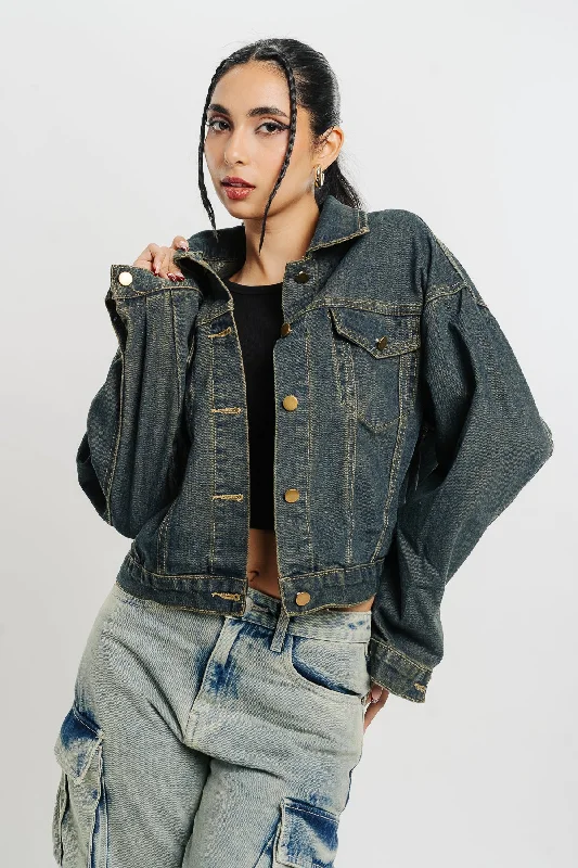 Jackets With All-Weather Protection-Dark Blue Denim Jacket