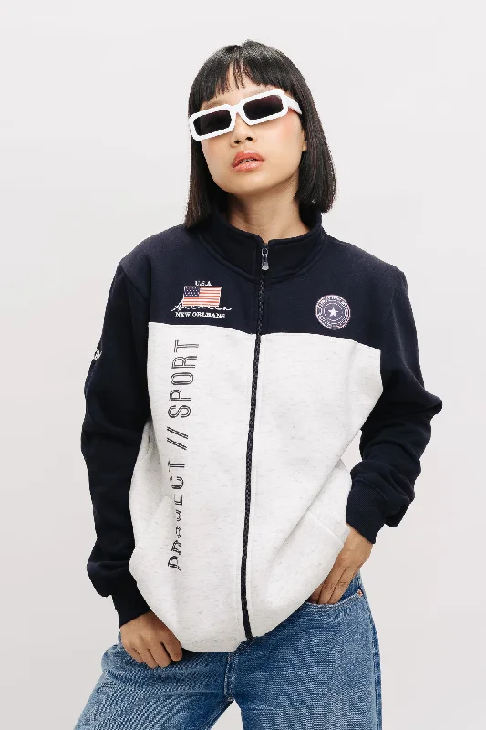 Jackets For Girls-Navy-Grey Freakin Jacket