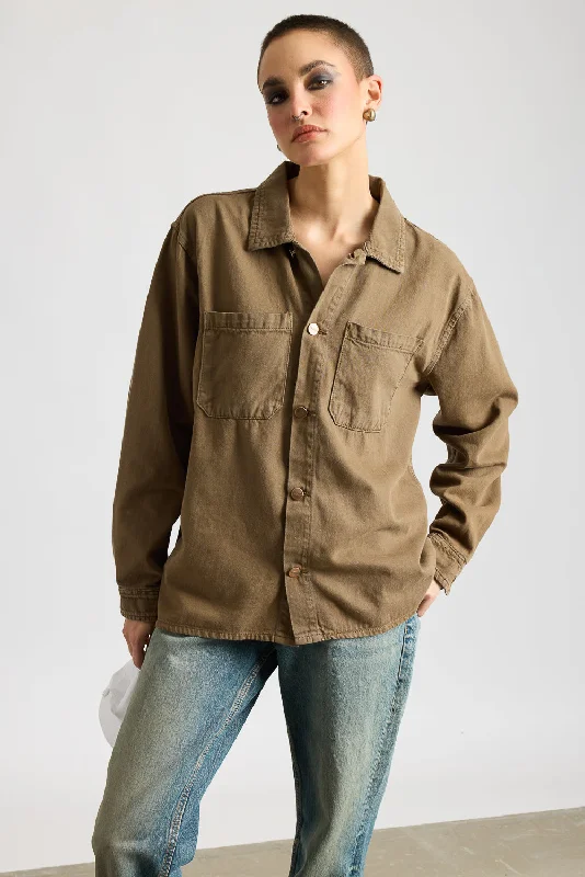 Jackets For Spring-Earthy Two Pocketed Women's Shacket