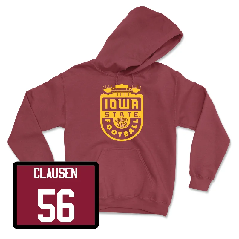 Hoodie With Striped Pattern-Crimson Football Stadium Hoodie  - Drew Clausen