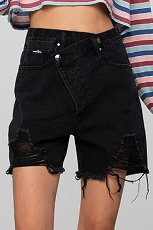 Shorts With Brand Logos-Criss Cross Shorts - Black