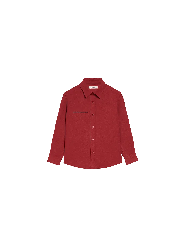 Jackets With Fleece Lining-Kids Aloe Linen Long Sleeve Shirt—cranberry red