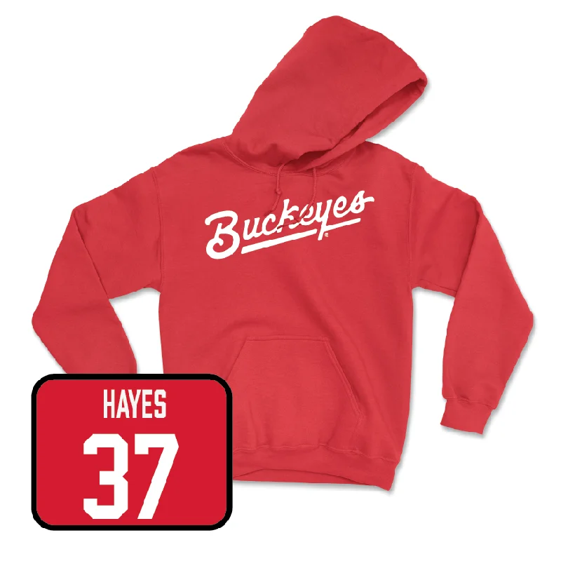 Hoodie For Winter-Red Football Script Hoodie   - Zach Hayes