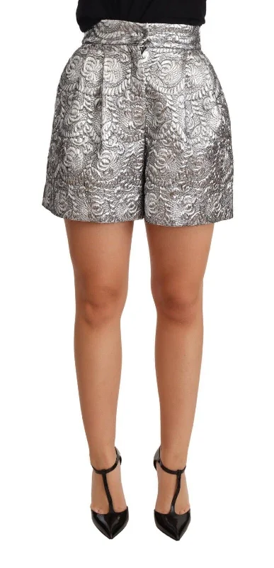 Shorts For Skateboarding-Dolce & Gabbana Chic Floral Brocade High Waist Mini Women's Shorts