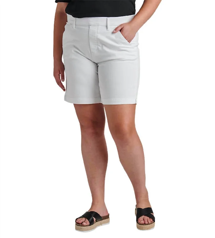 Shorts For Construction Workers-8 Mid Rise Pull-On Twill Short Plus In White