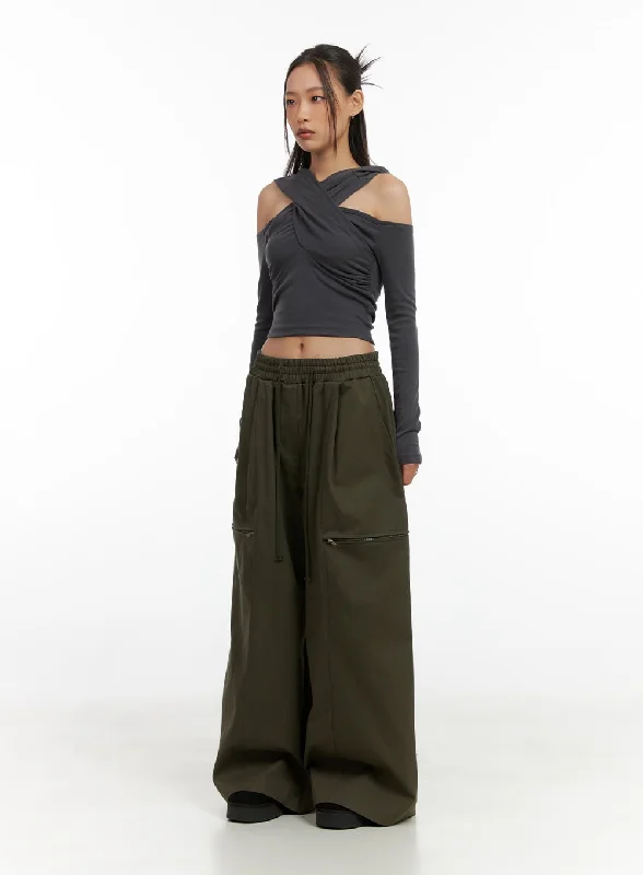 Pants For Formal Wear-Cargo Chic Wide-Leg Pants CO424