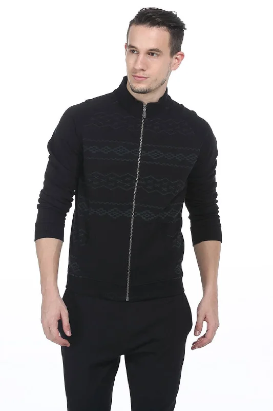 Jackets With Snap Buttons-Muscle Fit High Neck Knit Raglan Jacket