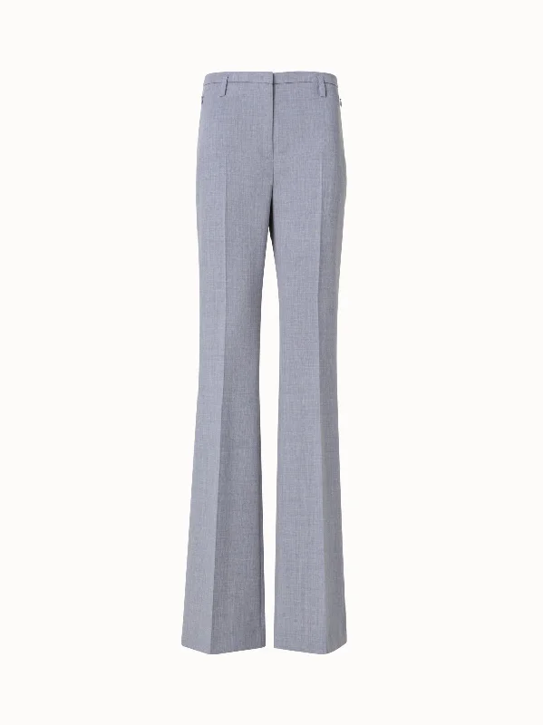 Pants With Tapered Cut-Wool Double-Face Bootcut Pants