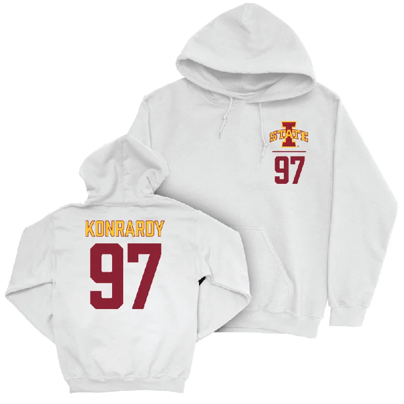 Hoodie With Anti-Odor Technology-Iowa State Football White Logo Hoodie  - Kyle Konrardy