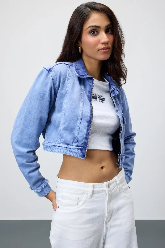 Jackets For Skiing-Imperial Cropped Denim Jacket