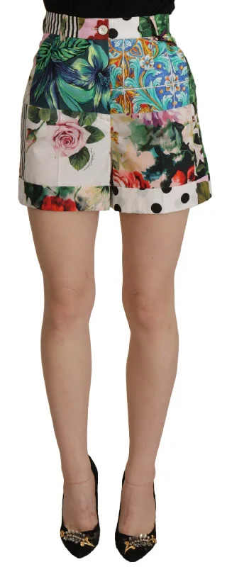 Shorts For Basketball-Dolce & Gabbana Floral High Waist Hot Pants Women's Shorts