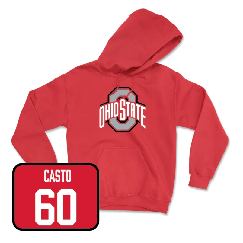 Hoodie For Workout Sessions-Red Football Team Hoodie   - Cade Casto