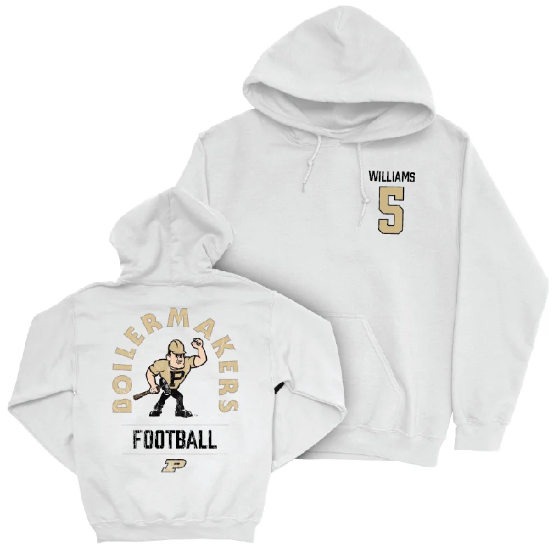 Hoodie With Movie-Inspired Prints-Football White Mascot Hoodie   - Luke Williams