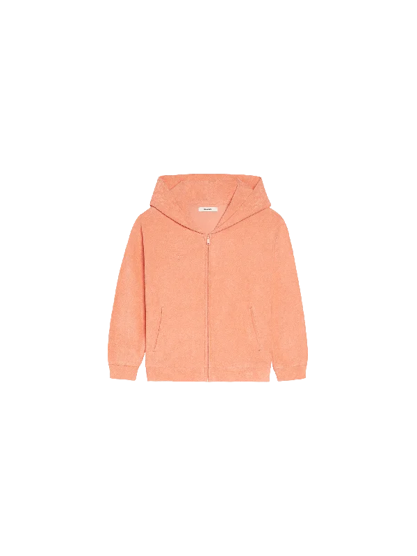 Jackets For EMTs-Kids Towelling Zipped Hoodie—peach perfect