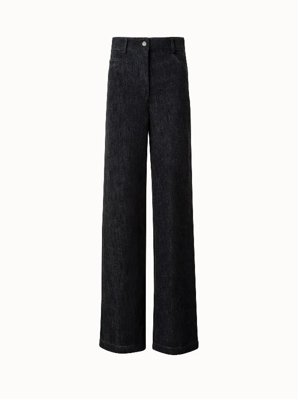 Pants For Fishing-Winter Denim Wide Leg Pants