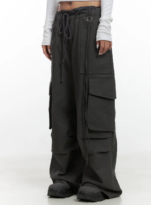 Pants For Postpartum Recovery-Chic Cotton Cargo Trousers CS425