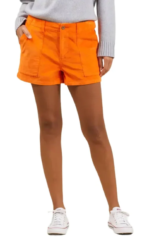 Shorts With Mid Rise-Strech Cord Short In Citrus