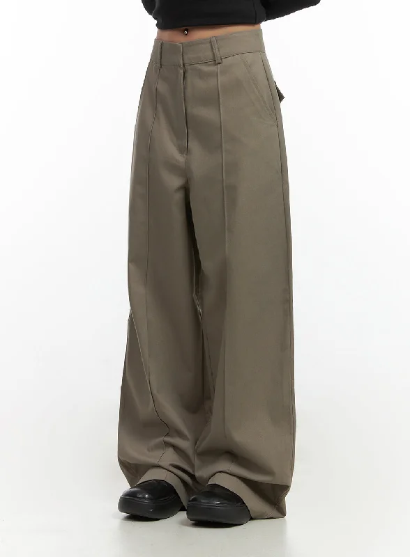 Pants With Mesh Panels-Cotton Wide-Fit Trousers CO414