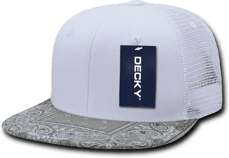 Hat For Travel-Decky 1083 Bandanna Trucker Cap - White Gray