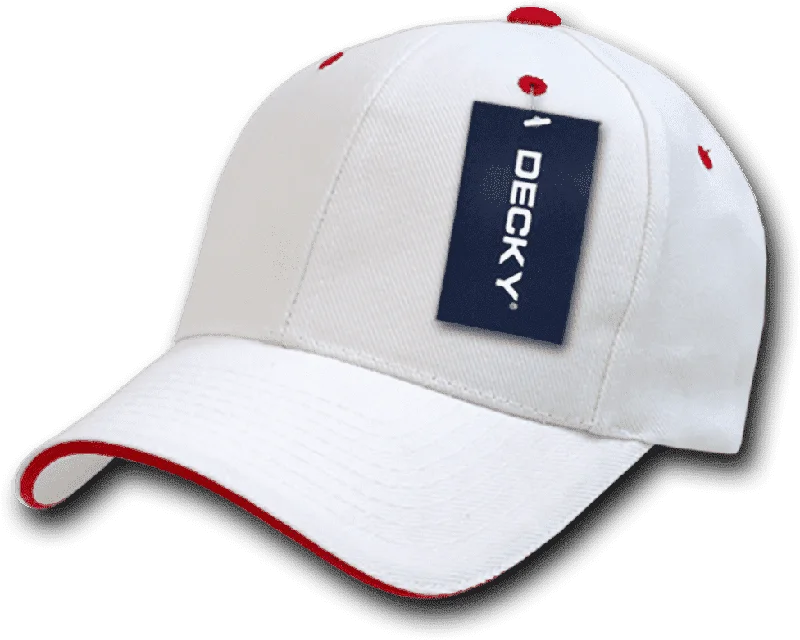 Hat With Reflective Strips-Decky 2003 Sandwich Visor Baseball Cap - White Red