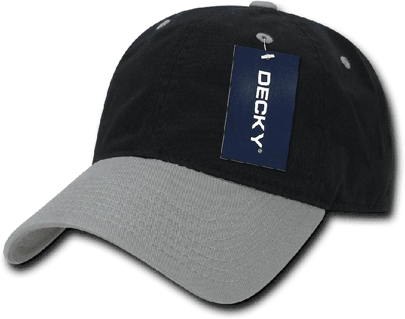 Hat With Brand Logos-Decky 205 Relaxed Washed Cotton Cap - Black Gray