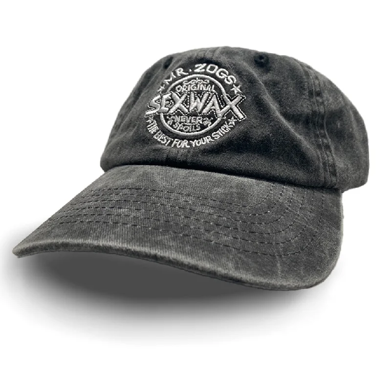 Hat For Casual Wear-Mr. Zog's Sex Wax Classic Logo Dad Cap - Pigment Dye Black