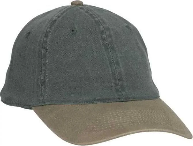 Hat For Work-OTTO 10-271 Stretchable Washed Pigment Dyed Cotton Twill Low Profile Pro Style Soft Crown Cap - Khaki Dark Green