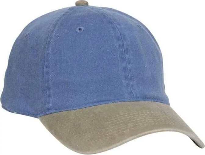 Hat For Formal Events-OTTO 10-271 Stretchable Washed Pigment Dyed Cotton Twill Low Profile Pro Style Soft Crown Cap - Khaki Sk.Blue