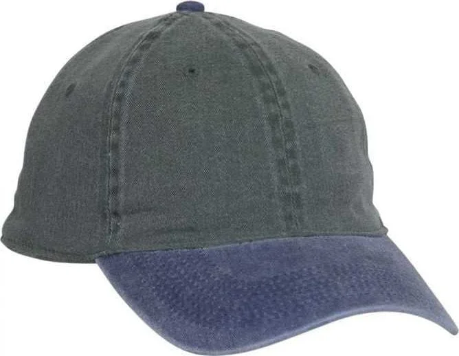 Hat For Outdoor Events-OTTO 10-271 Stretchable Washed Pigment Dyed Cotton Twill Low Profile Pro Style Soft Crown Cap - Navy Dark Green